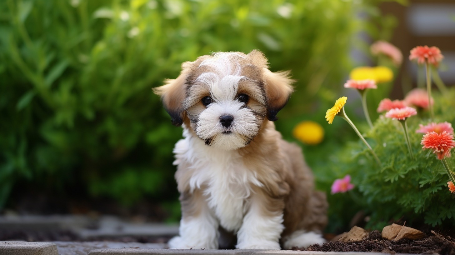charming small Teddy Bear dog on green grass