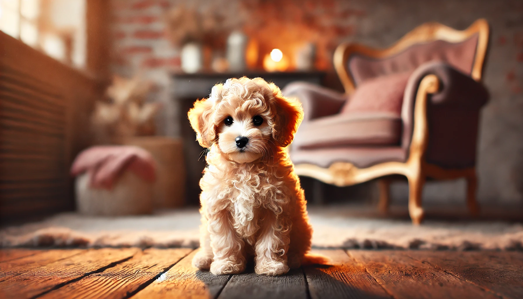 an adorable apricot maltipoo puppy with a light-coloured coat 