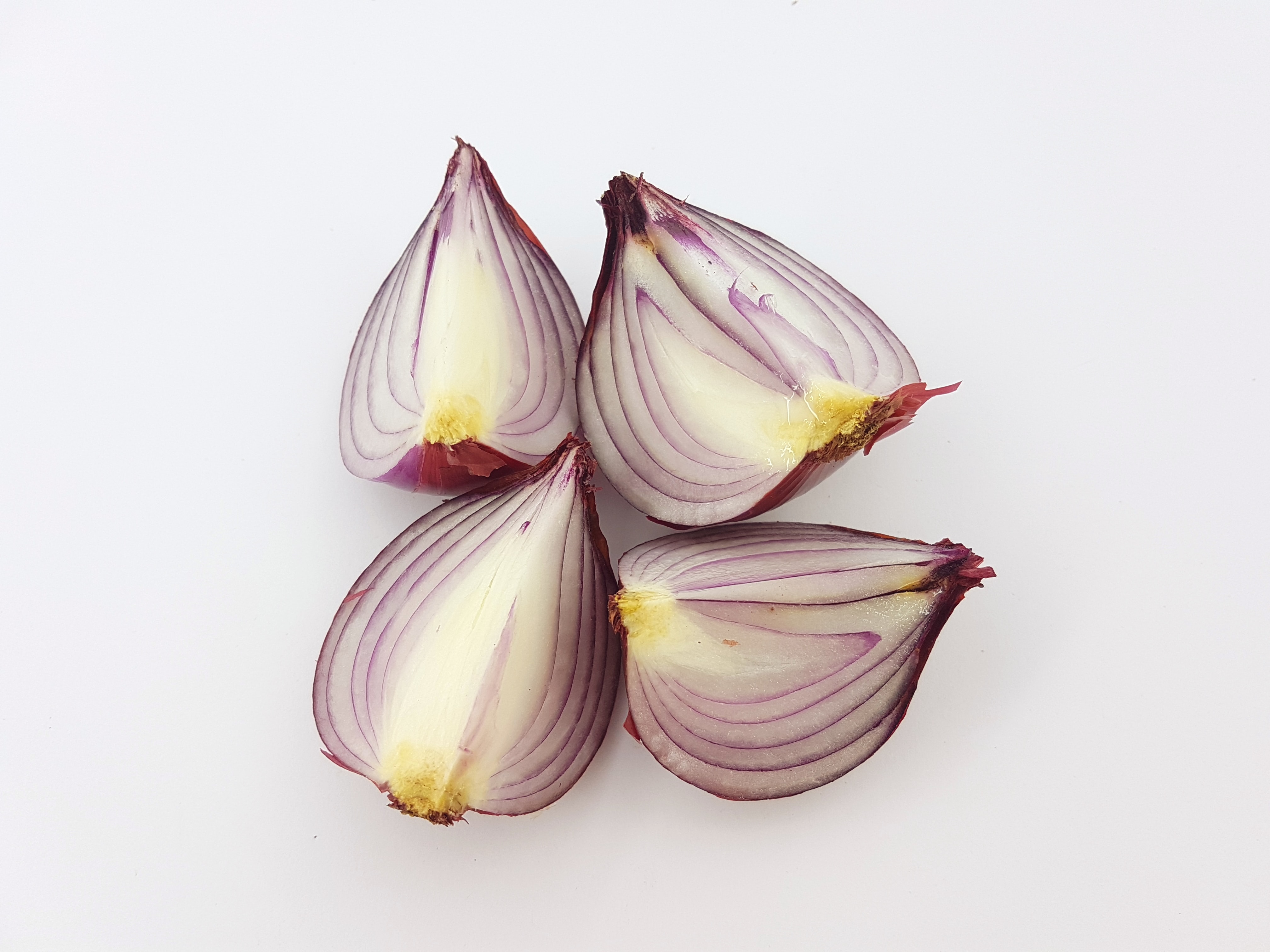 a red onion cut in four