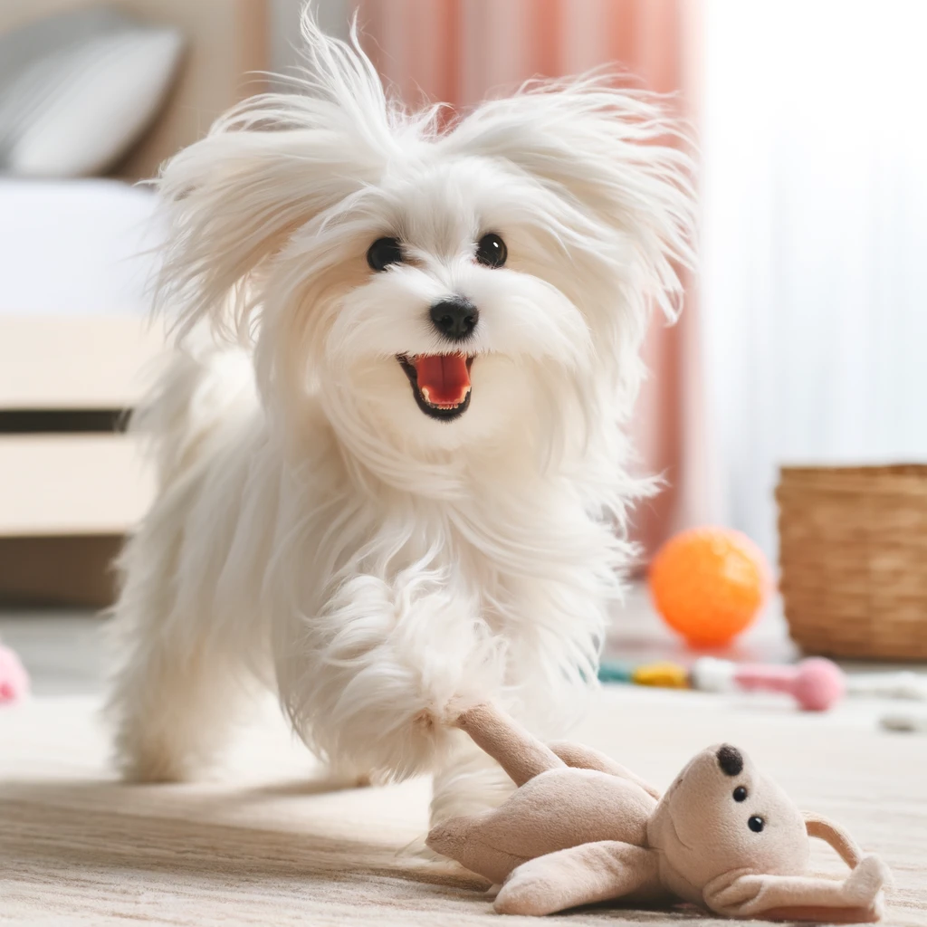 a playful maltese dog