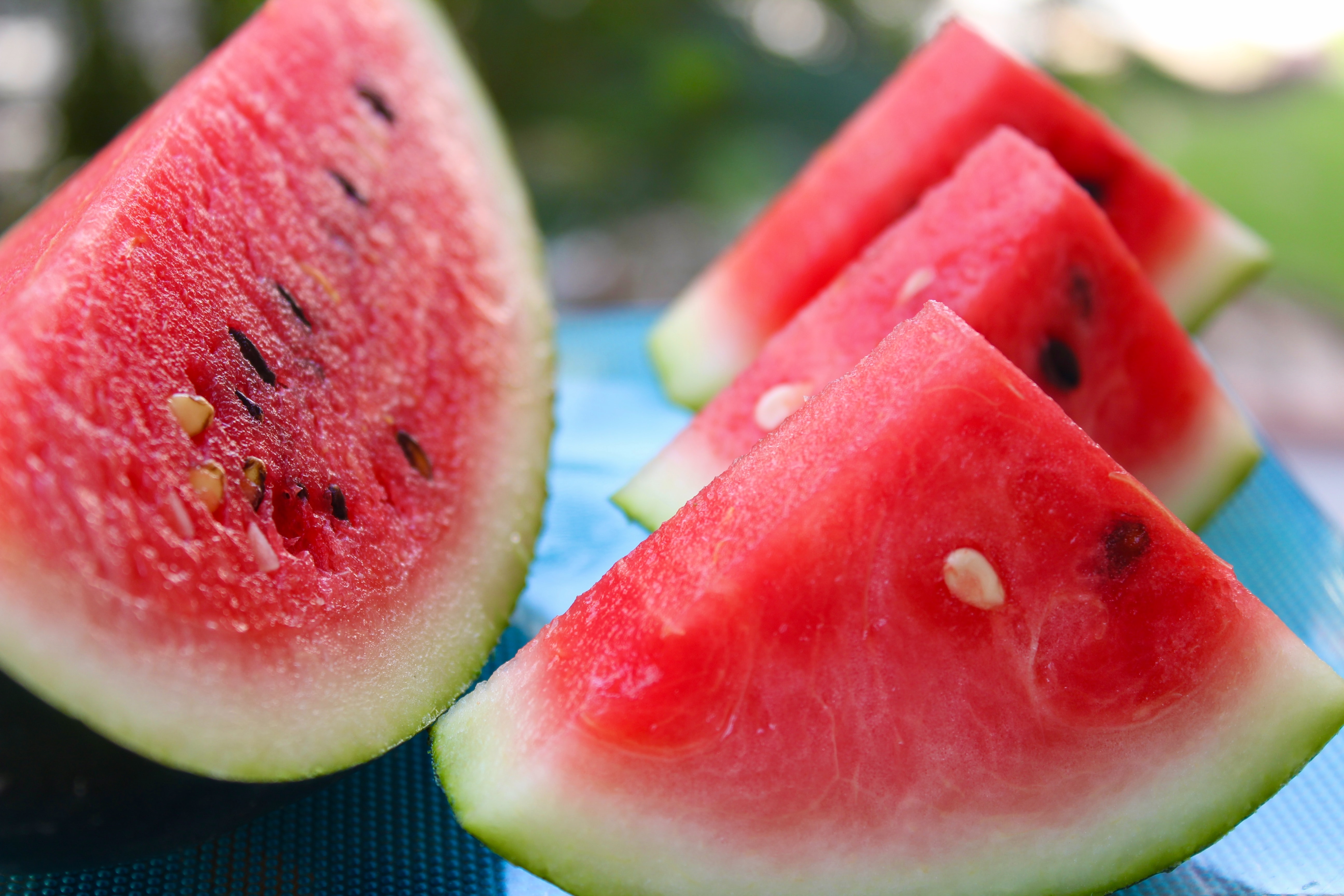 four slices of watermelon